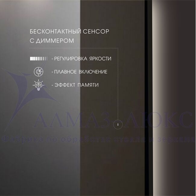 Зеркало с фоновой подсветкой, с лицевым датчиком движения в алюминиевой ...